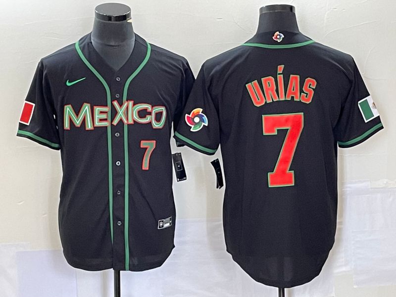 Men 2023 World Cub Mexico #7 Urias Black red Nike MLB Jersey7->more jerseys->MLB Jersey